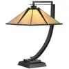 QUOIZEL Lampe de table pomeroy 1xE27 60W acier western bronze, verre artificiel H:54,8cm L:33cm dimmable