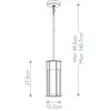 KICHLER Camillo suspension 1xE27 60W IP44 aluminium noir structuré, verre transparent avec bulles d'air h: 49,5-140,8cm Ø15,2cm dimmable, réglable en hauteur