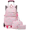 LARGEIGHT Cartable Roulette Fille Primaire Sac Dos pour Enfant avec Lu...