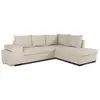 CASAPY Canapé d'angle convertible réversible 4 places MITCHELL - Tissu Beige - L 247 x P 91 x H 205 cm - Coffre de rangement