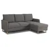 CASAPY Canapé d'angle fixe 3 places CHIPY - Tissu anthracite - Réversible - L 192 x P 137 x H 82 cm - Pieds noir