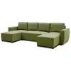 Canapé d'angle convertible panoramique PHARELL 5/6 places - Tissu oliv...