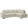CASAPY Canapé d'angle convertible réversible NIRVANA 4 à 5 places - Tissu velours côtelé perle - Coffre de rangement - L247 x P 183 x H 87
