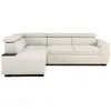 CASAPY Canapé d'angle convertible réversible - 4/5 places - KELIO - Tissu Beige - 3 tétières - 245 x 184 x 77/87 cm