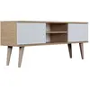 Maisonetstyles Meuble TV - Toronto - 120 cm - Chêne&Blanc - 2 portes - 2 étagères ouverts