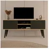 Maisonetstyles Meuble TV - Toronto - 120 cm - Chêne&Noir - 2 portes - 2 étagères - Pieds en hêtre massif