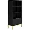 Bibliothèque 2 portes 80x40x171,3 cm noir et métal doré - AUZTY