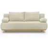 HOMIFAB Canapé convertible 3 places avec coffre de rangement en velours côtelé beige -  Laria