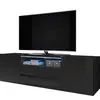 SELSEY Meuble TV / Meuble de salon - BROS - 140 cm - noir mat / noir b...