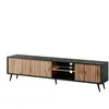 SELSEY Meuble TV - BELLO - avec LED - 175 cm -noir -chêne lamellas