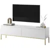 SELSEY Meuble TV - BEMMI - 150 cm - blanc avec pieds dorés