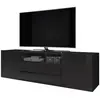Meuble TV / Meuble de salon - BROS - 140 cm - noir mat / noir brillant...