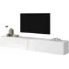 SELSEY Meuble TV - BISIRA - 200 cm blanc avec insert doré