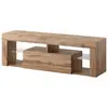 Selsey Meuble TV / Banc TV - BIANKO - 140 cm - chêne lancaster - avec LED - style moderne - tablettes en verre