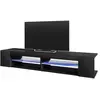Meuble TV - MITCHELL - 180 cm - noir mat / noir brillant - éclairage L...