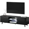 Meuble TV LEFYR 140 cm noir mat/brillant - Grande capacité de rangemen...