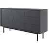 SELSEY Commode - VIVIARO - 154 cm avec trois tiroirs - noir