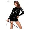 Noir Long sleeved PVC mini dress - Black L
