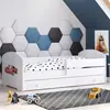 Lit Enfant + Tiroir + Matelas + Barriere De Securite 140x70