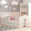 KOBI Un lit 160 x 80 cm + sommier + matelas + tiroir + barrière de protection