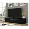 PETITS MEUBLES Meuble TV bas universel AURA 200 cm à suspendre ou à poser sous meuble TV - Buffet hi-fi - Noir mat avec LED bleu