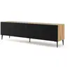 AC-DÉCO Meubles TV - Meuble TV Ravenna avec 4 portes en bois et pieds noirs - Noir et beige - L 200 x P 42 x H 56 cm Beige