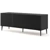 AC-DÉCO Meubles TV - Meuble TV Ravena avec 3 portes en bois et pieds noirs - Noir mat - L 150 x P 42 x H 56 cm