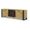 BIM FURNITURE Meuble TV  NUKA 180 cm avec cheminée électrique chêne artisanal
