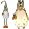 Grote kerstkabouter gnoom kerstman 78 cm wit met verlichting JUMI