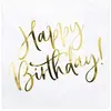 PartyDeco Lot de 20 serviettes en papier or Happy Birthday 33 x 33 cm
