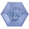Partydeco Borden Happy Birthday blauw / Zilver (6 stuks),
