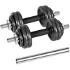 Verstelbare gietijzeren dumbbells 15kg set met halter in koffer