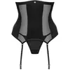 Obsessive - Chic Amoria Open Korset en String - Zwart