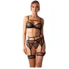 Obsessive - Nuites 3 Pcs Set Lingerie set - L/XL - Zwart