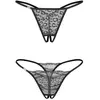 Obsessive   Bianca 2-Pack Crotchless String   Zwart