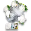 PartyDeco trouwauto lint roosjes - Bruiloft - wit met groen blad - jus...