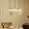 Marco Green Hanglamp - 6xE27 - Mix Kleuren Glas - Zwart/Goud