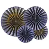 PartyDeco Waaiers Marineblauw Goud - 4 stuks