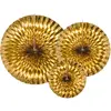3 ÉVENTAILS DÉCO OR 23-32-40CM