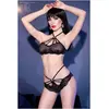 CHILIROSE - CR4428 TWO PIECE BLACK SET S/M