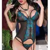 Chilirose Guêpière dentelle bleue noir XL