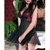 CHILIROSE - CR4214 BABYDOLL WITH PINK-BLACK THONG L/XL