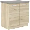 Meuble bas 2 portes battantes avec plan de travail - Décor chêne sonom...