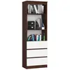 Bibliothèque de bureau AKORD R60 Wengé 60 cm 3 tiroirs façade Blanche ...