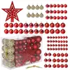 Boule de Noël - SPRINGOS® - 100 pièces - Rouge - Or - Cimier étoile