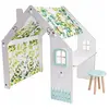 Habitat et Jardin Maisonette en bois "Bianelli" avec tabouret - 114 x 93 x 120 cm - Blanc / Menthe Blanc / Bois Naturel.