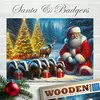 Houten kerstpuzzel 150 stukjes: Kerstman & Dassens