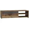 PACO Meuble TV 1 tiroir 2 niches - Décor vieux bois et béton gris fonc...