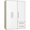 Armoire de chambre - MOKKARIS - Chêne Sonoma / Blanc mat - 3 portes - ...
