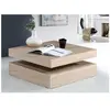 FORTE Table basse plateau rotatif - Carré - Chêne - 78 x 78 x 36 cm